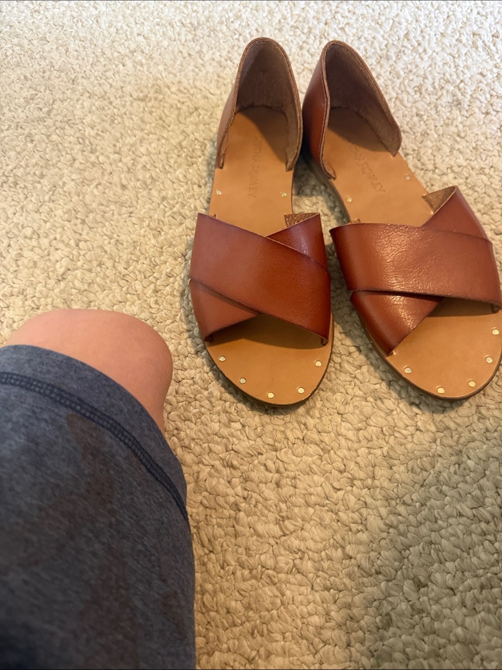Cynthia Rowley Brown Leather Crisscross Open-Toe Sandals